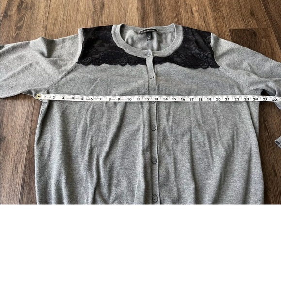 Lane Bryant Gray Button Cardigan Sweater Size 22/24, Black Lace Accent - Picture 5 of 8